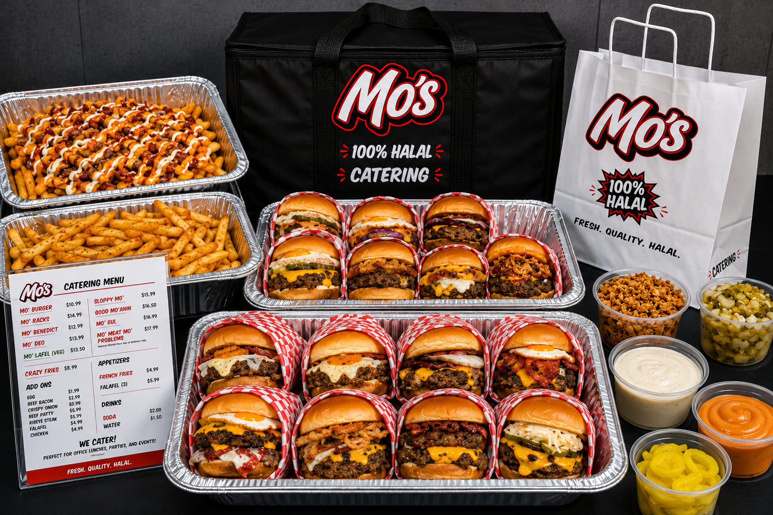 Mo's Burger Catering Setup